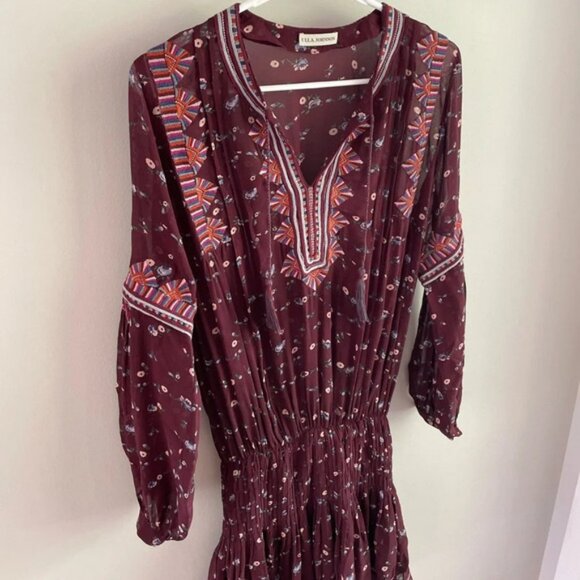 Ulla Johnson Burgundy Gita Floral Silk Mini Dress - Extra Small XS (0) - Picture 4 of 11